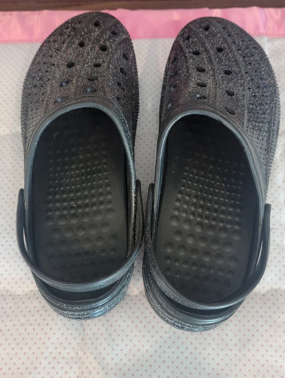Black Glitter Sparkle Unisex Clogs Slip On Shoes Men's 10/Women's 12